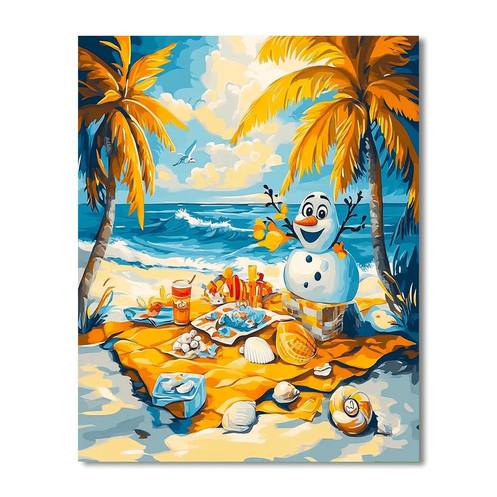 Olaf’s Summer Beach Picnic Disney Inspired Paint by numbers art