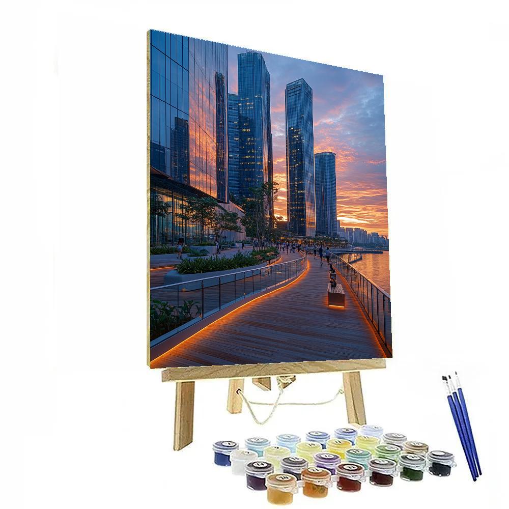 Sunrise Over Marina Bay Waterfront Promenade Singapore paint by number