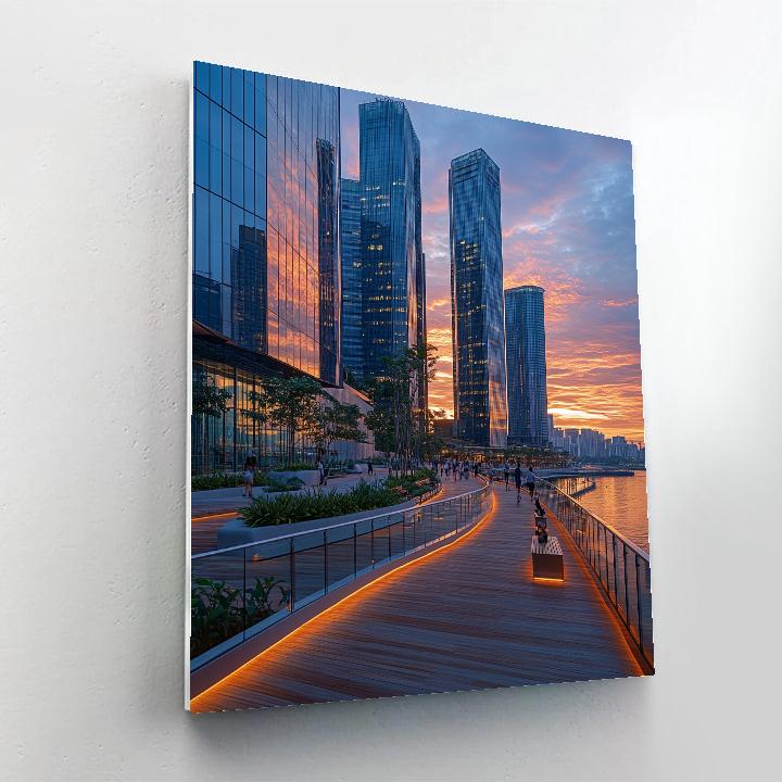 Sunrise Over Marina Bay Waterfront Promenade Singapore paint by number
