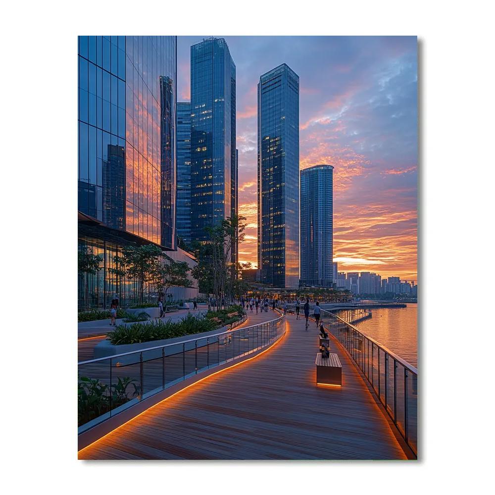 Sunrise Over Marina Bay Waterfront Promenade Singapore paint by number