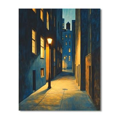 Edward Hopper Inspired Evening Streetscape Number painting