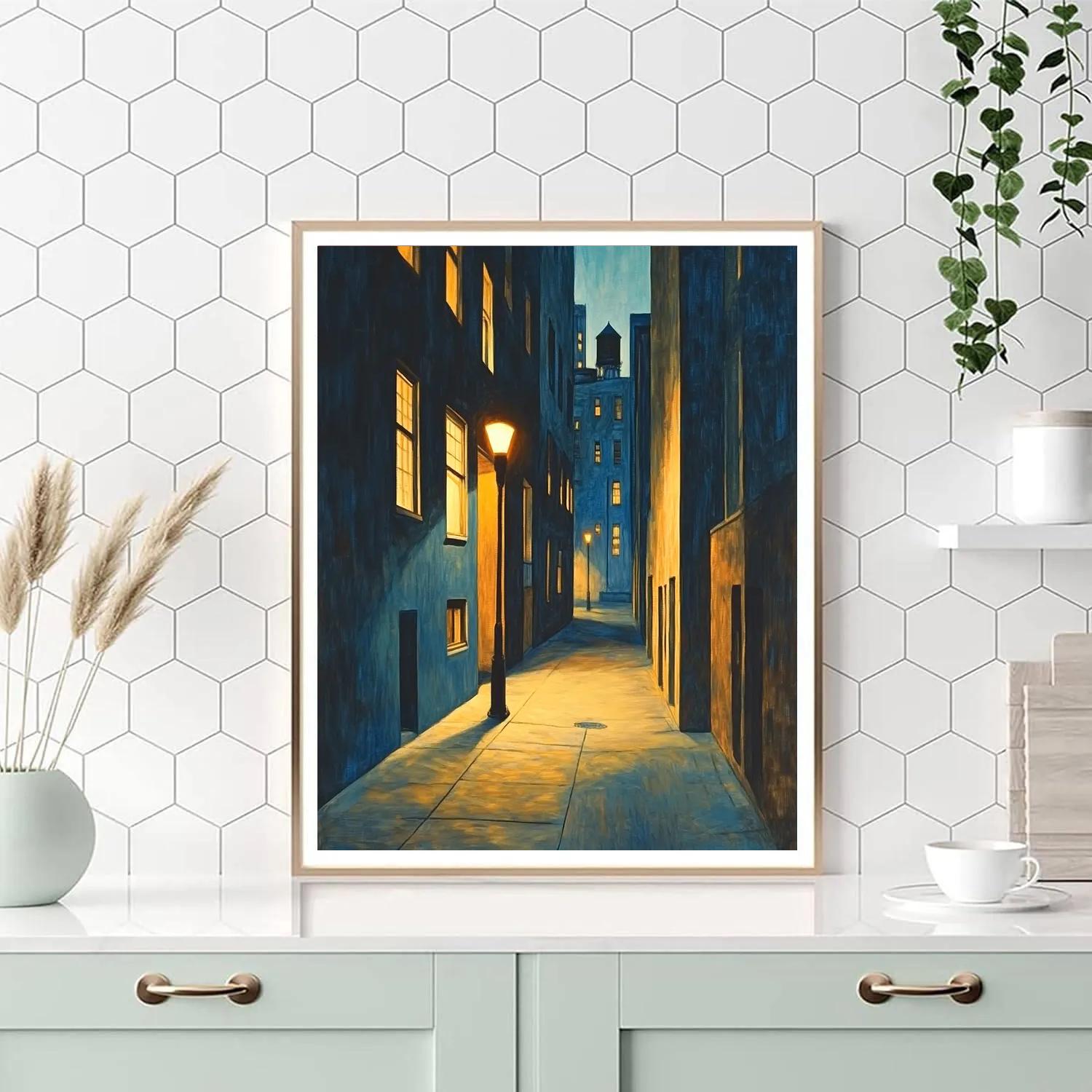 Edward Hopper Inspired Evening Streetscape Number painting