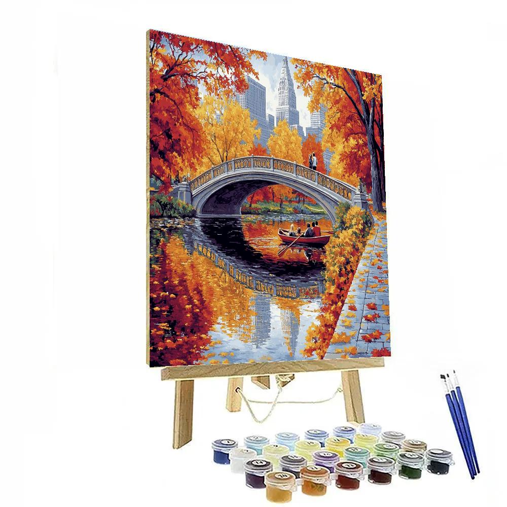 Central Park Bow Bridge In Autumn New York United States painting number kit