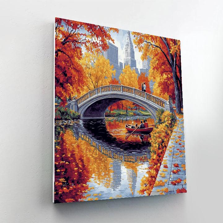 Central Park Bow Bridge In Autumn New York United States painting number kit
