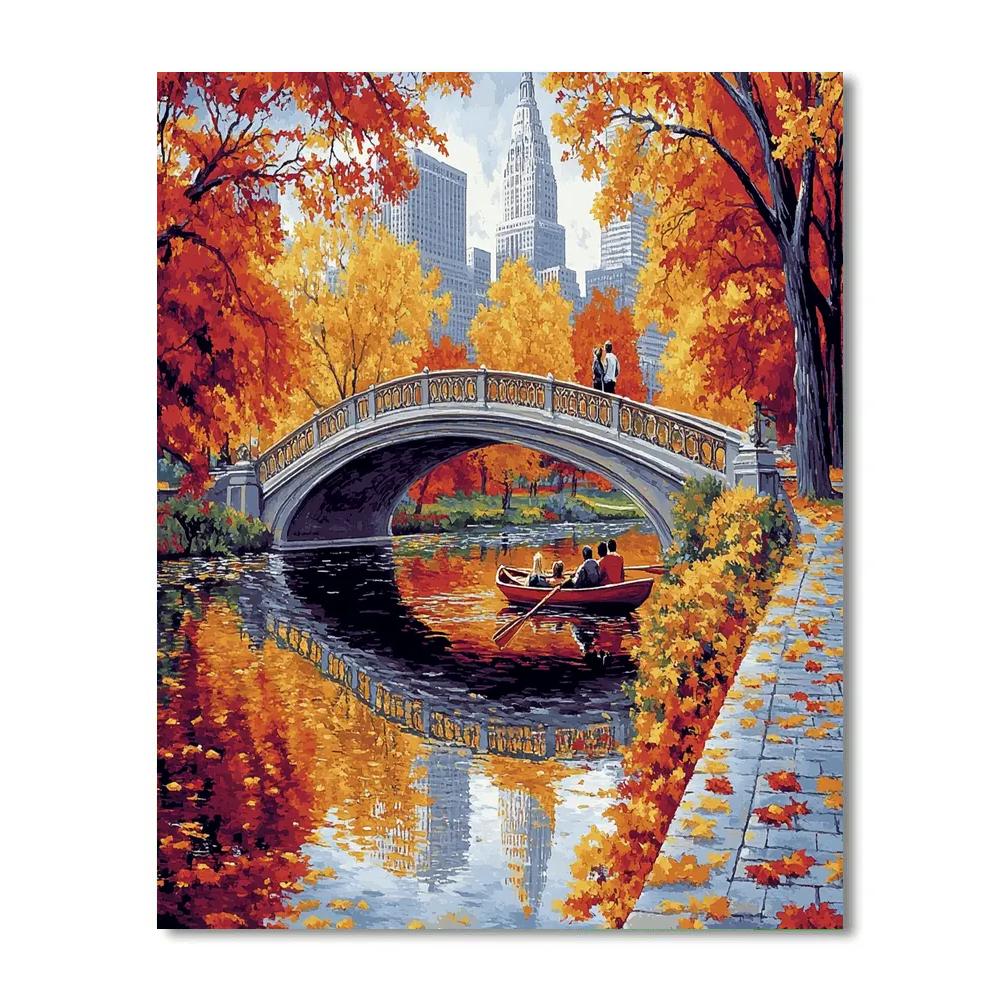 Central Park Bow Bridge In Autumn New York United States painting number kit