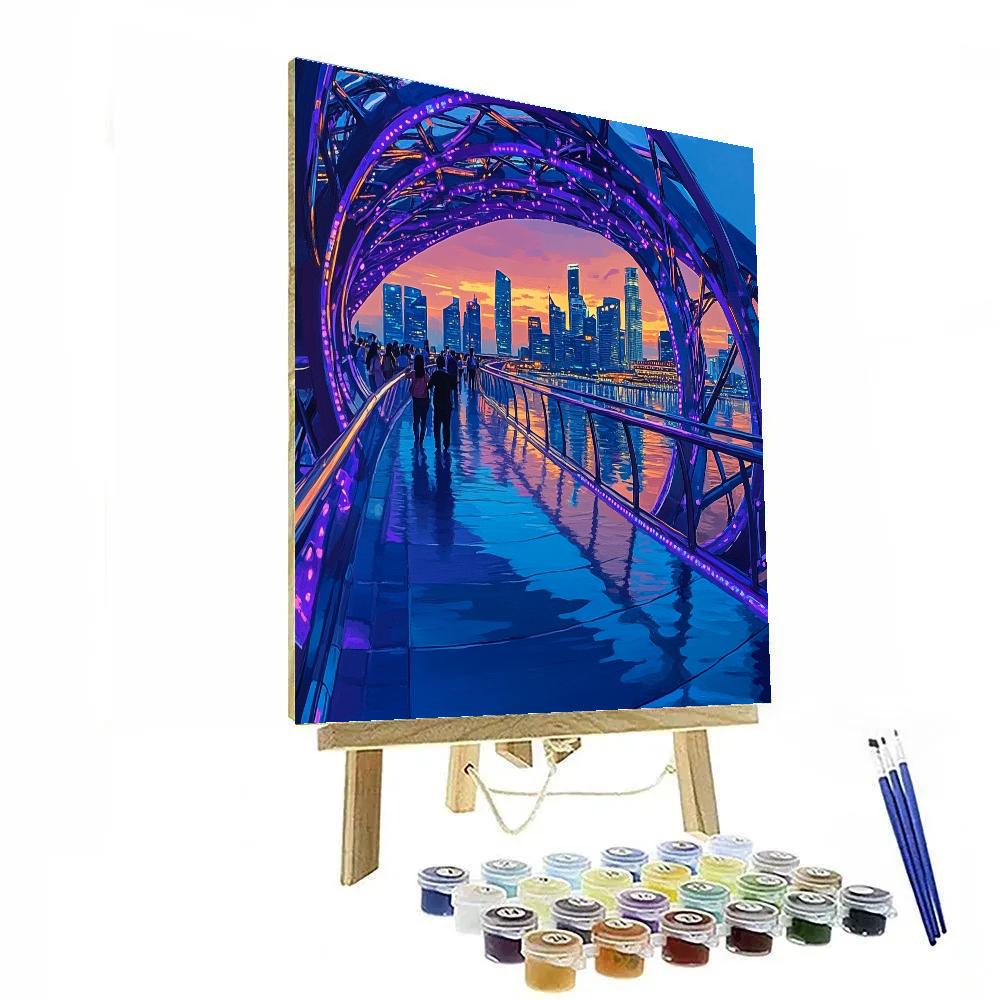 Futuristic Helix Bridge At Dusk Singapore paint by numbers