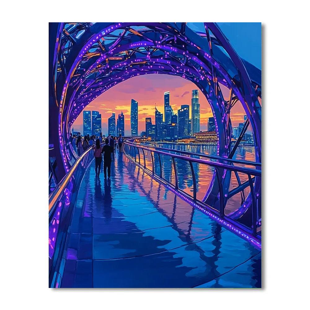 Futuristic Helix Bridge At Dusk Singapore paint by numbers