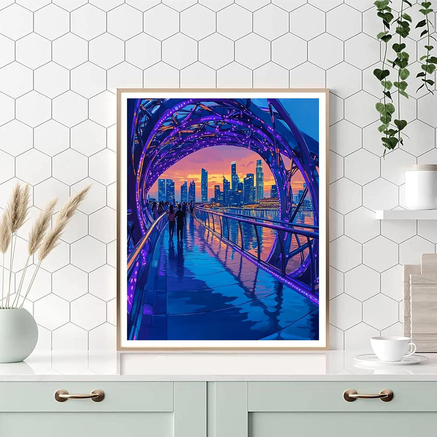 Futuristic Helix Bridge At Dusk Singapore paint by numbers