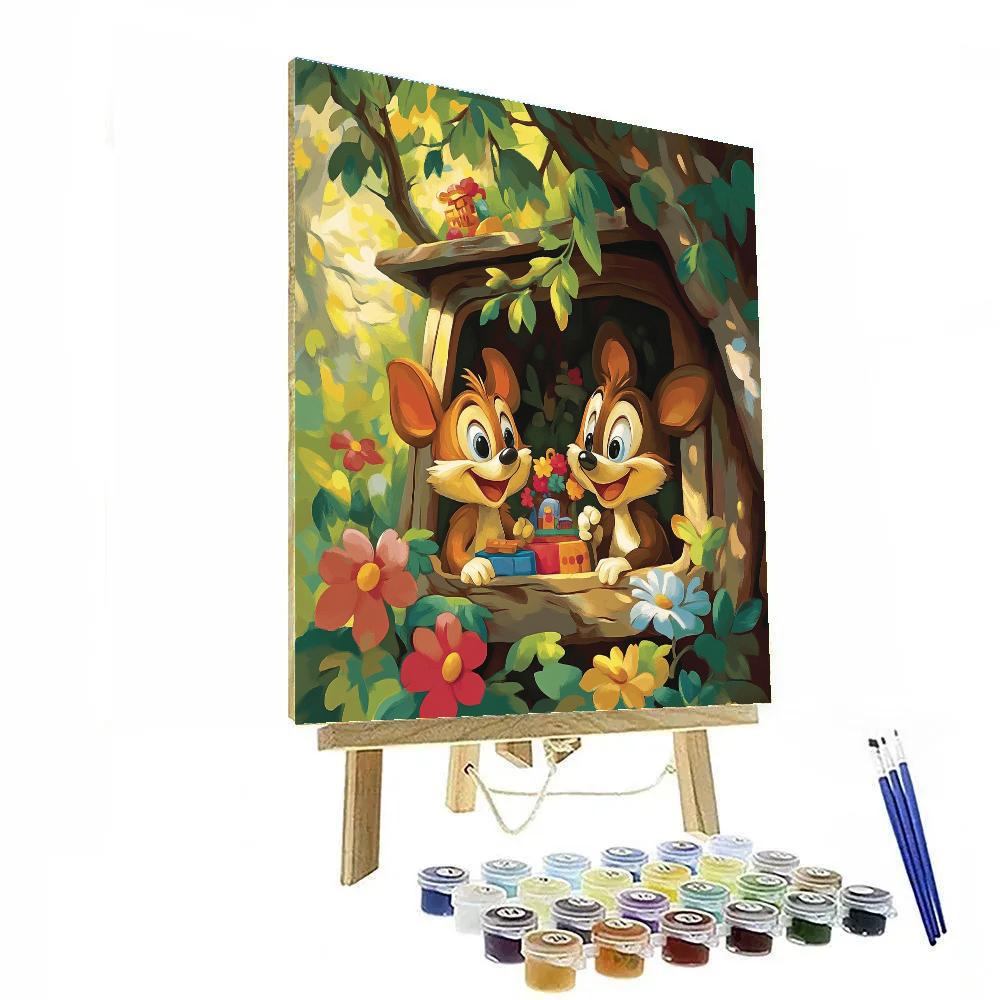 Chip And Dale’s Treehouse Hideout Disney Inspired paint by numbers