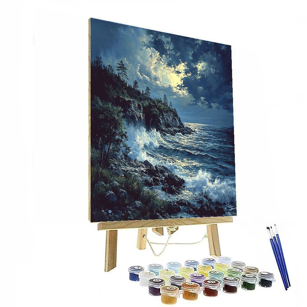 Gustave Courbet Inspired Seaside Landscape paint by color