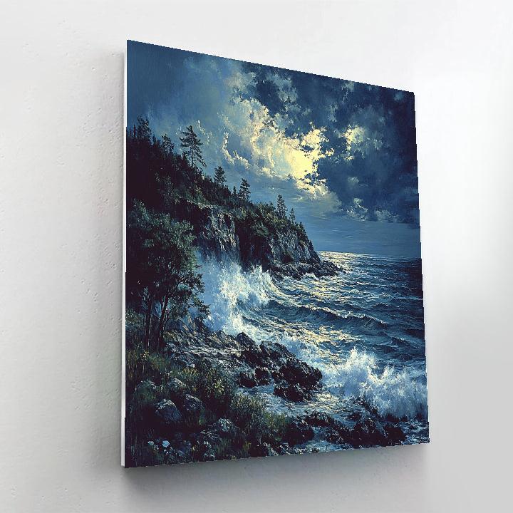 Gustave Courbet Inspired Seaside Landscape paint by color
