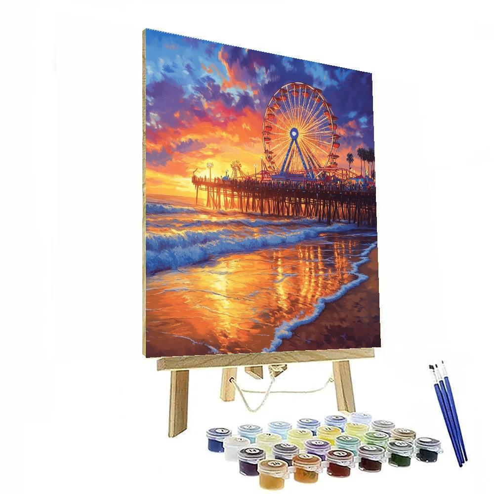 Sunset Along Santa Monica Pier Los Angeles United States paint by numbers