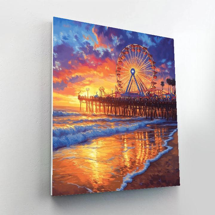 Sunset Along Santa Monica Pier Los Angeles United States paint by numbers