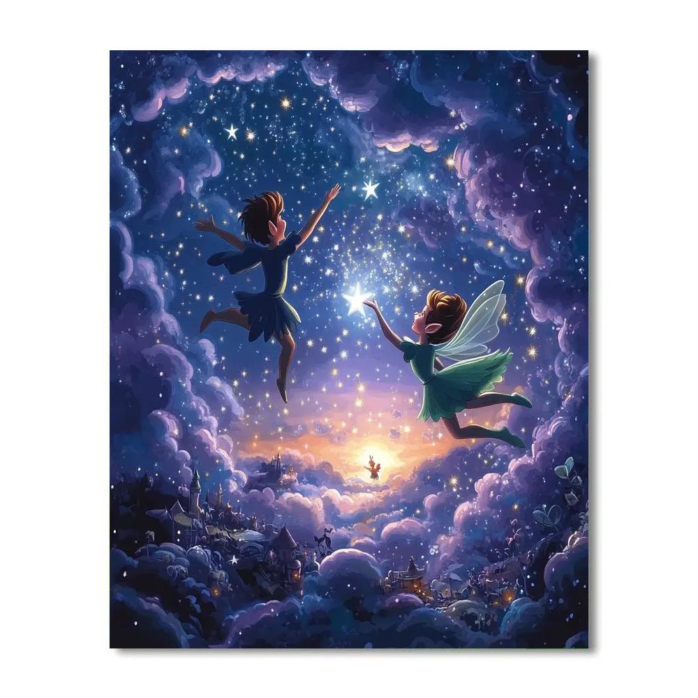 Peter Pan And Tinker Bell’s Starry Flight Disney Inspired paint by number