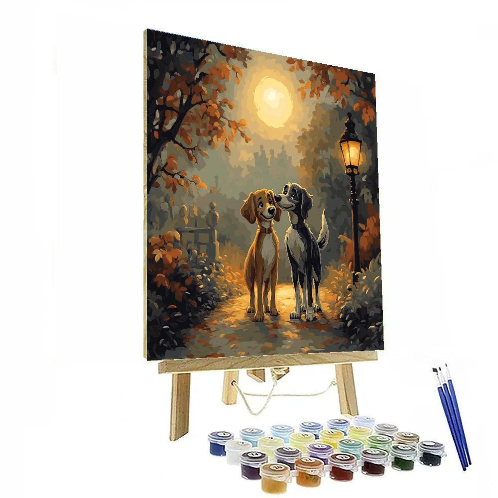 Lady And Tramp’s Moonlit Stroll Disney Inspired Paint by numbers art