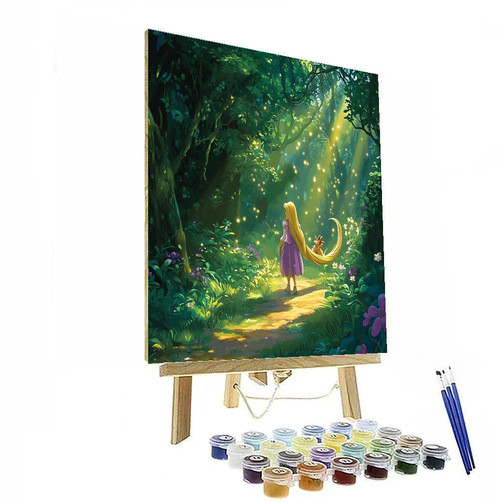 Rapunzel And Pascal’s Enchanted Forest Disney Inspired Number painting