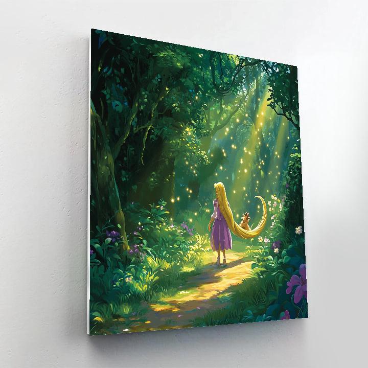 Rapunzel And Pascal’s Enchanted Forest Disney Inspired Number painting