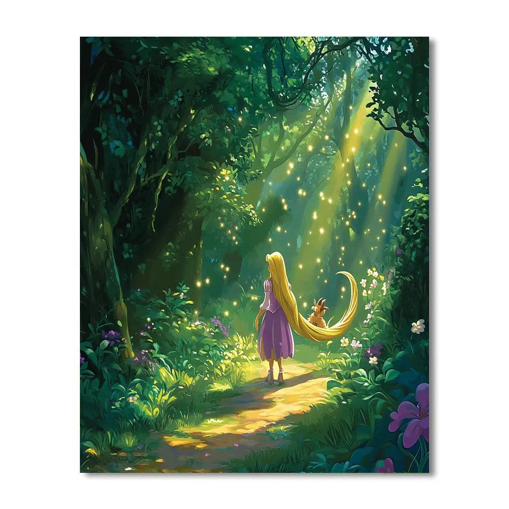 Rapunzel And Pascal’s Enchanted Forest Disney Inspired Number painting