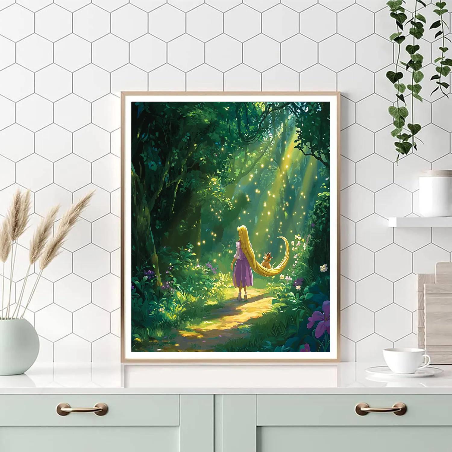 Rapunzel And Pascal’s Enchanted Forest Disney Inspired Number painting
