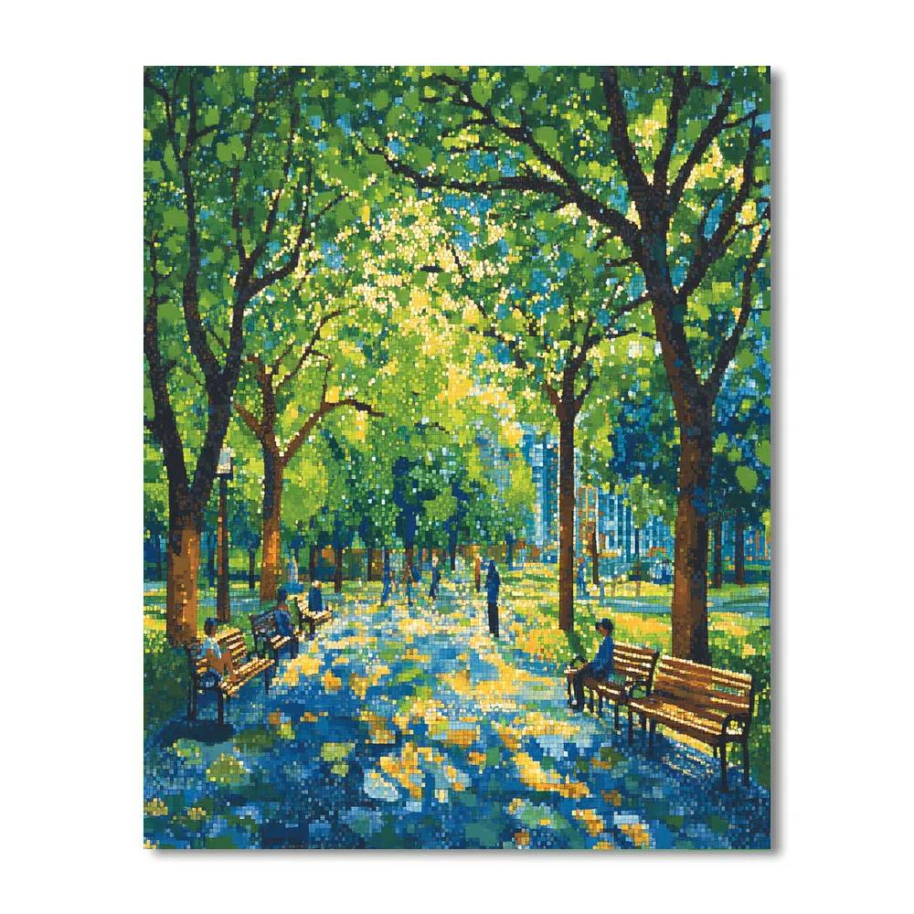 Georges Seurat Inspired City Park Number painting