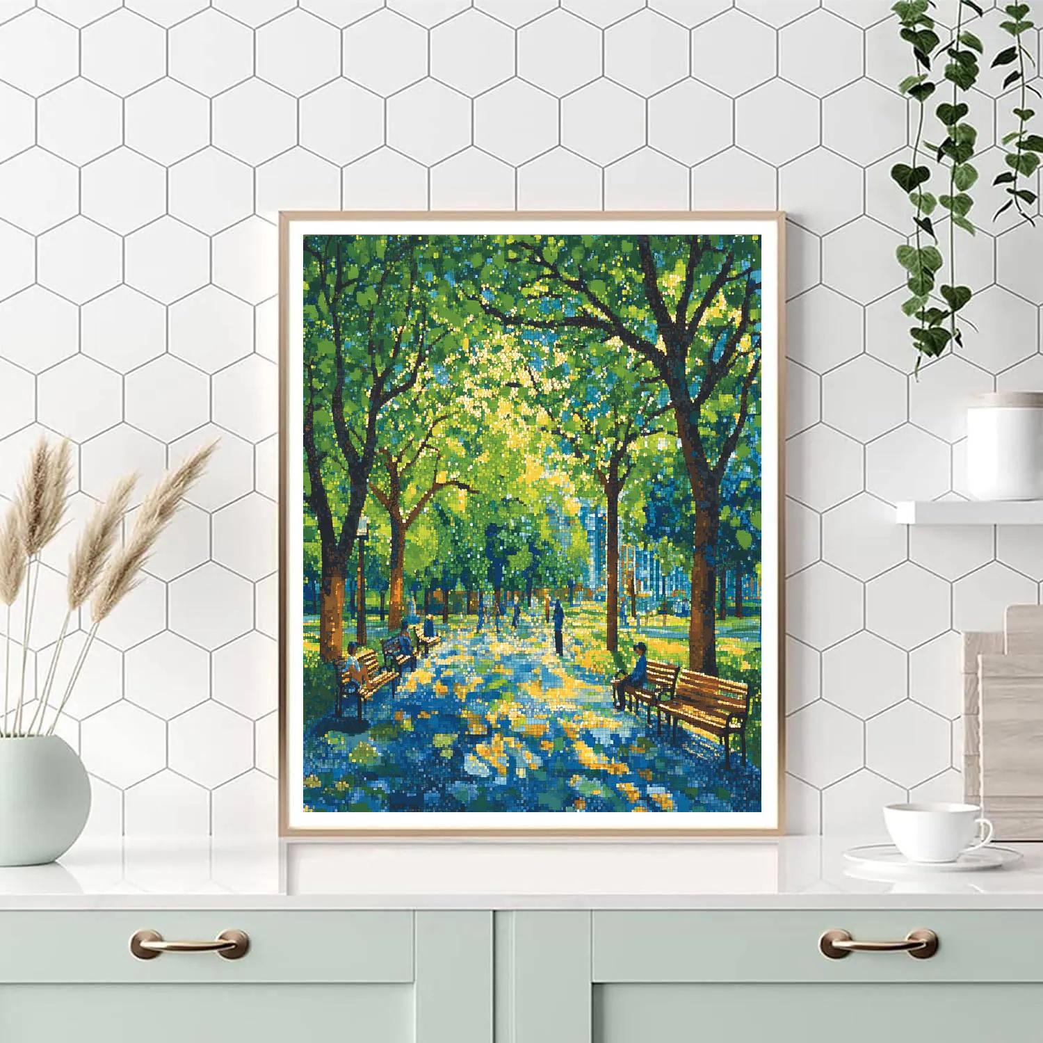 Georges Seurat Inspired City Park Number painting