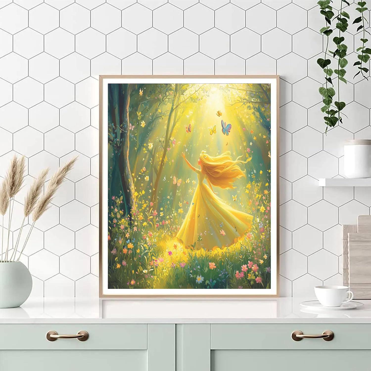 Aurora’s Springtime Woodland Dance Disney Inspired painting number kit