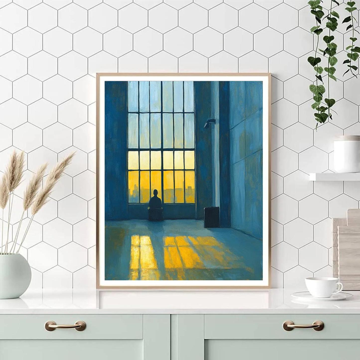 Edward Hopper Inspired Quiet Evening Number painting