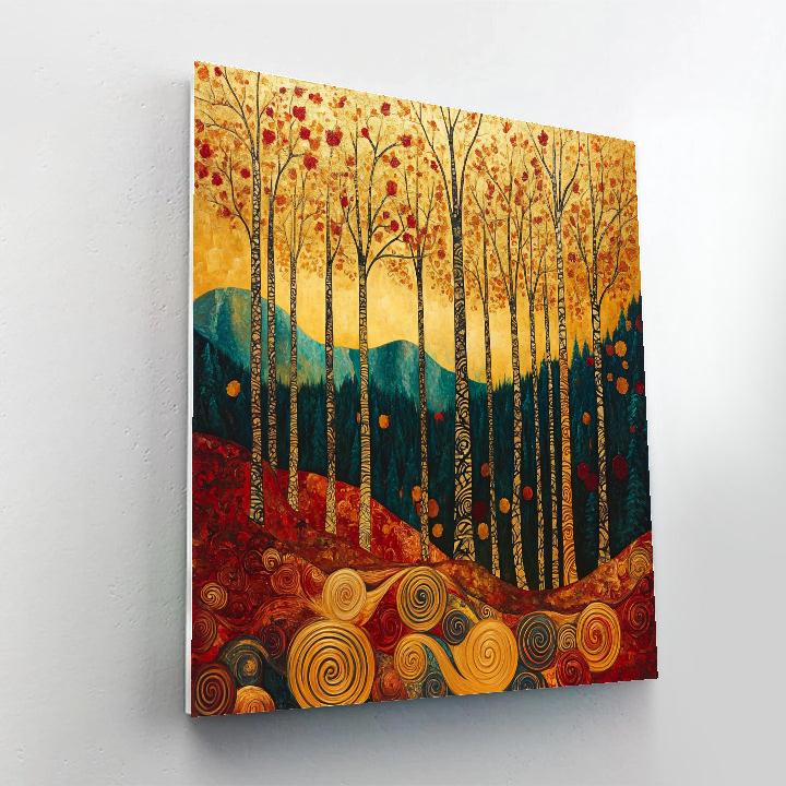Gustav Klimt Inspired Golden Autumn Trees Paint by numbers kits