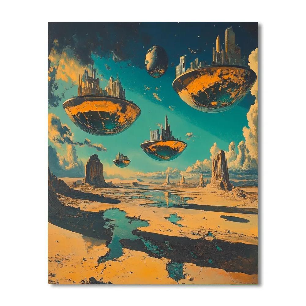 Salvador Dali Inspired Floating Islands paint by color