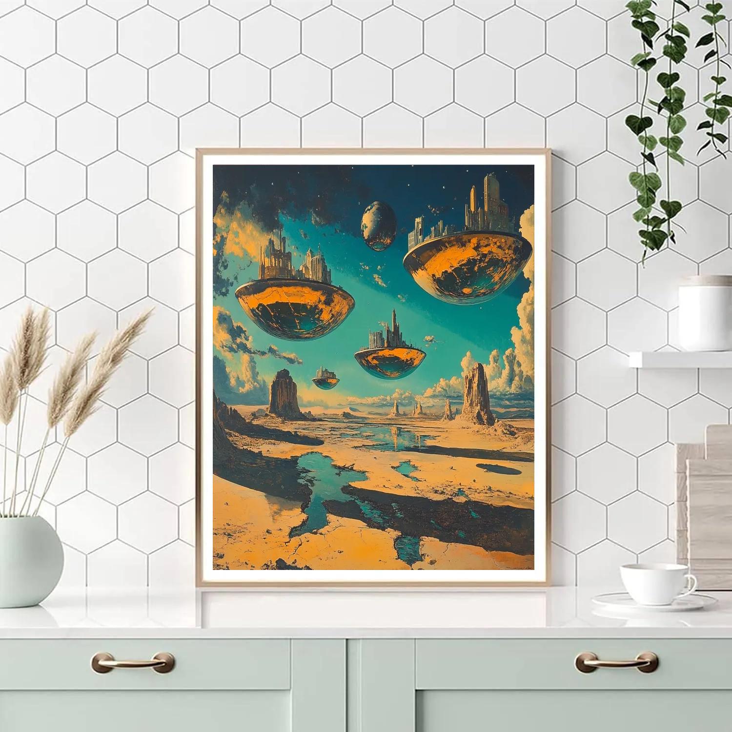 Salvador Dali Inspired Floating Islands paint by color