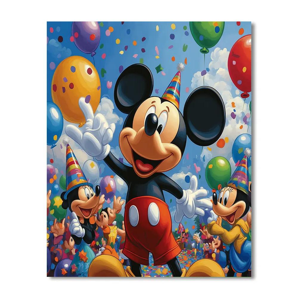 Mickey Mouse’s Happy Birthday Celebration Disney Inspired Paint by numbers art