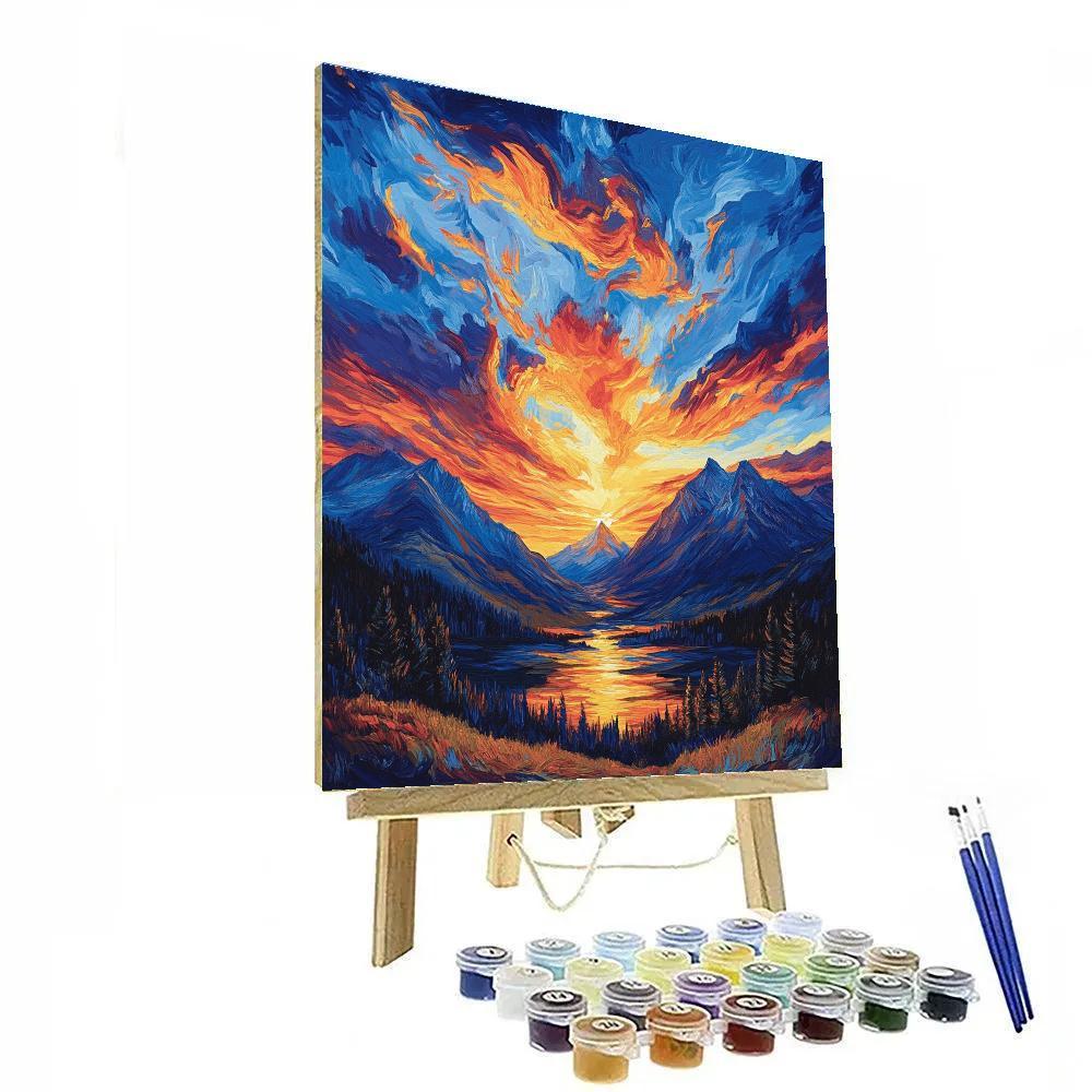 Vincent Van Gogh Inspired Mountain Sunset DIY paint by numbers