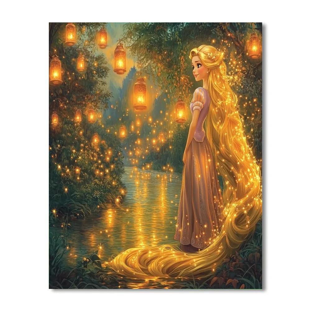 Rapunzel’s Enchanted Lantern Glow Disney Inspired Number painting