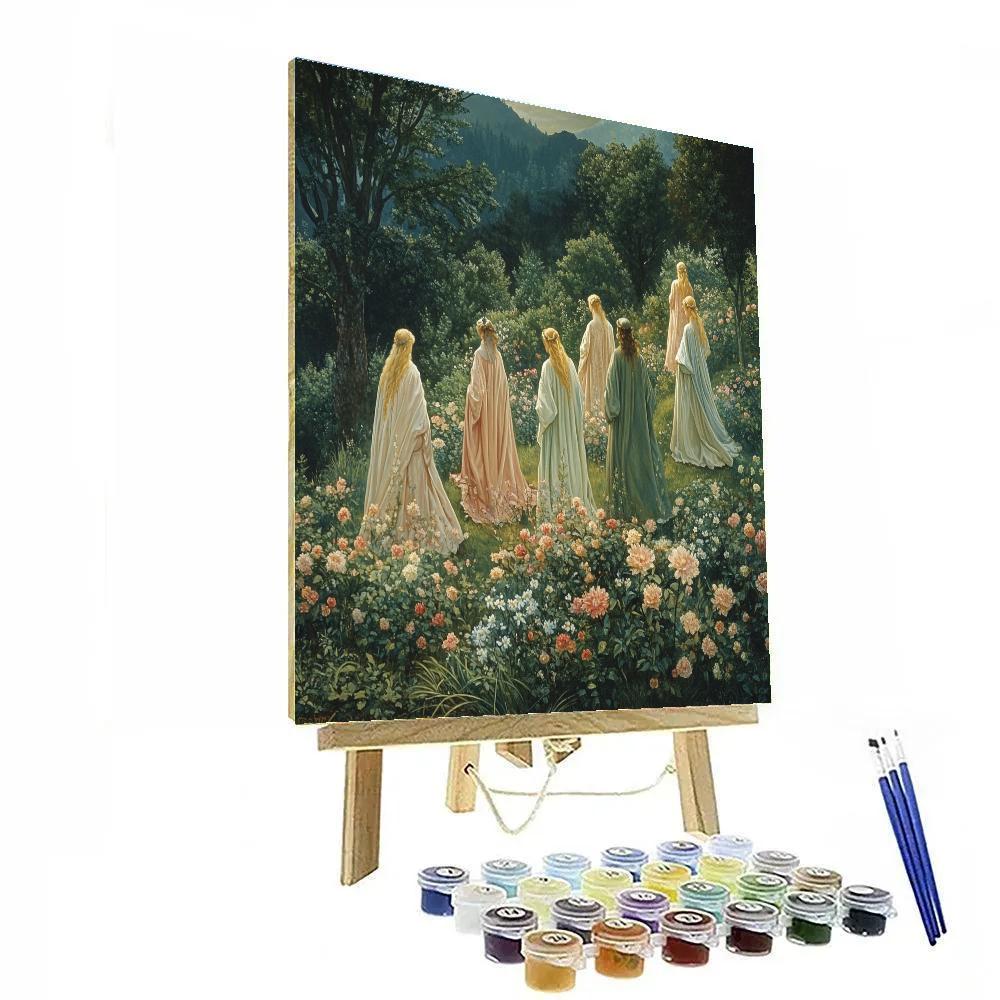 Edward Burne-Jones Inspired Romantic Garden Numbered painting kits