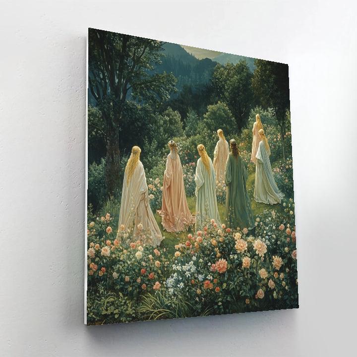 Edward Burne-Jones Inspired Romantic Garden Numbered painting kits