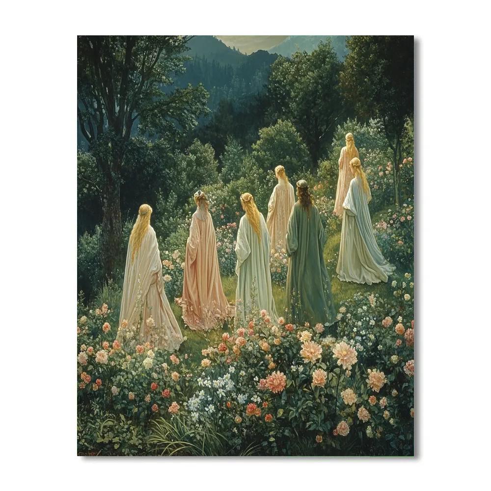 Edward Burne-Jones Inspired Romantic Garden Numbered painting kits