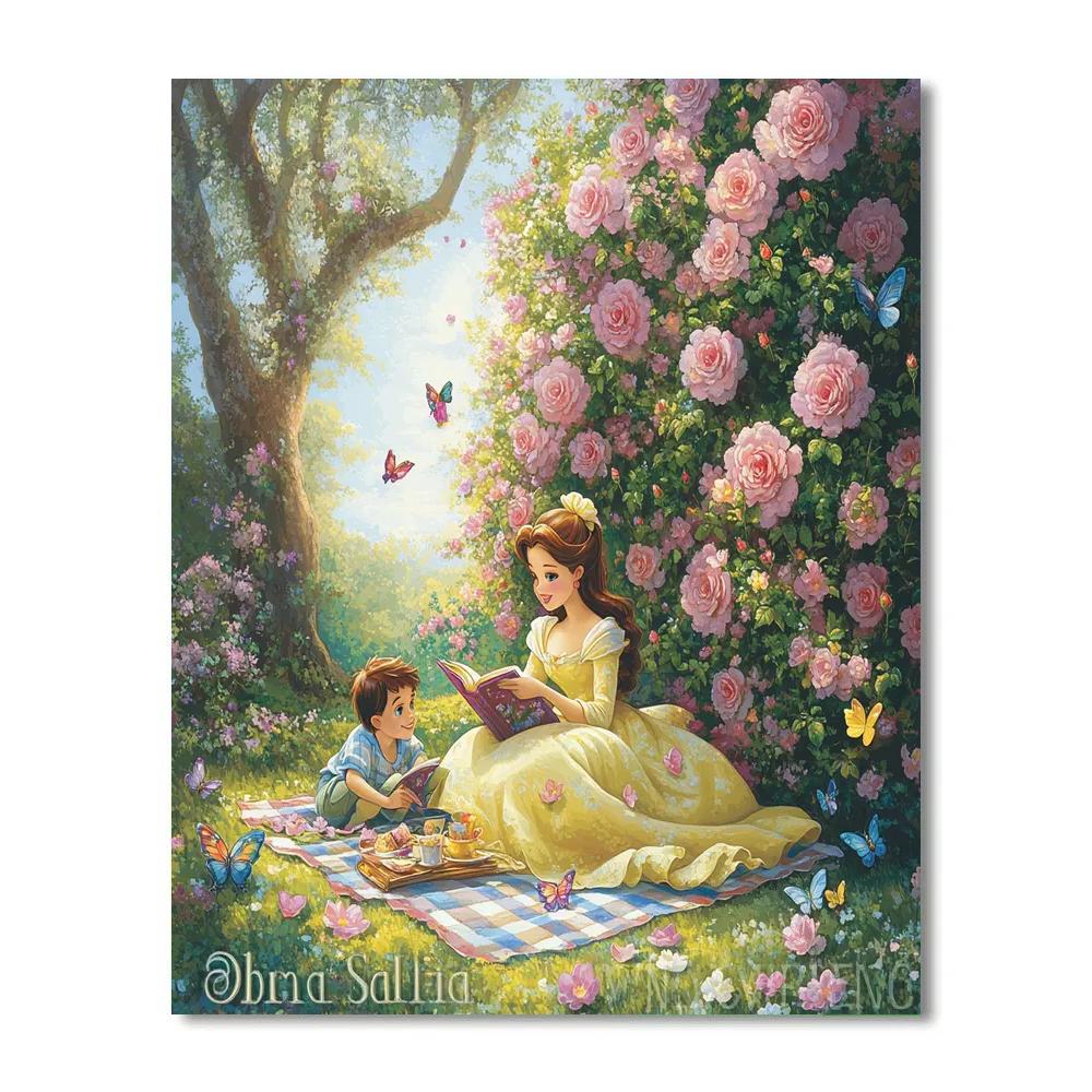 Belle And Chip’s Rose Garden Picnic Disney Inspired Painting by numbers kit