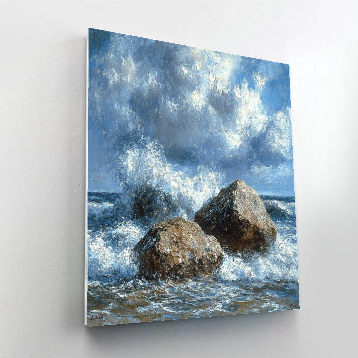Gustave Courbet Inspired Rocky Seashore paint by color