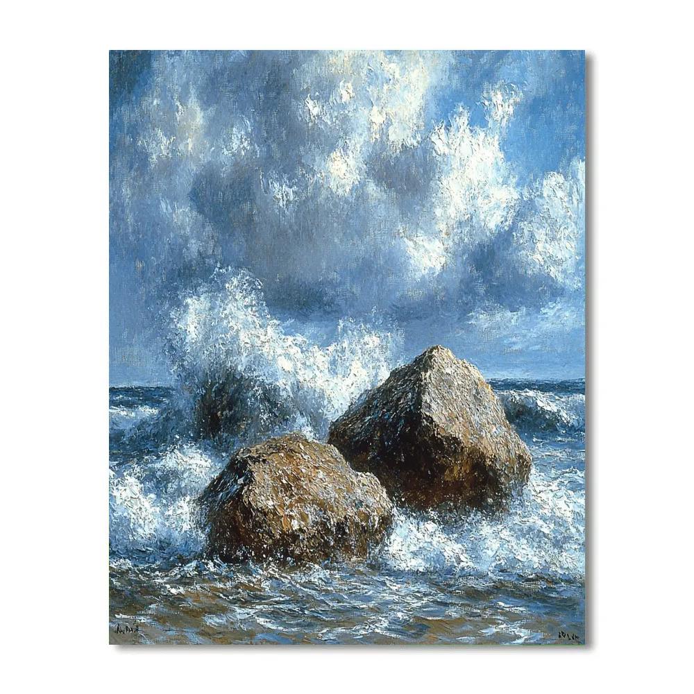 Gustave Courbet Inspired Rocky Seashore paint by color
