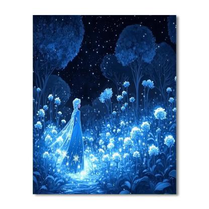 Elsa’s Sparkling Ice Garden Disney Inspired Number painting