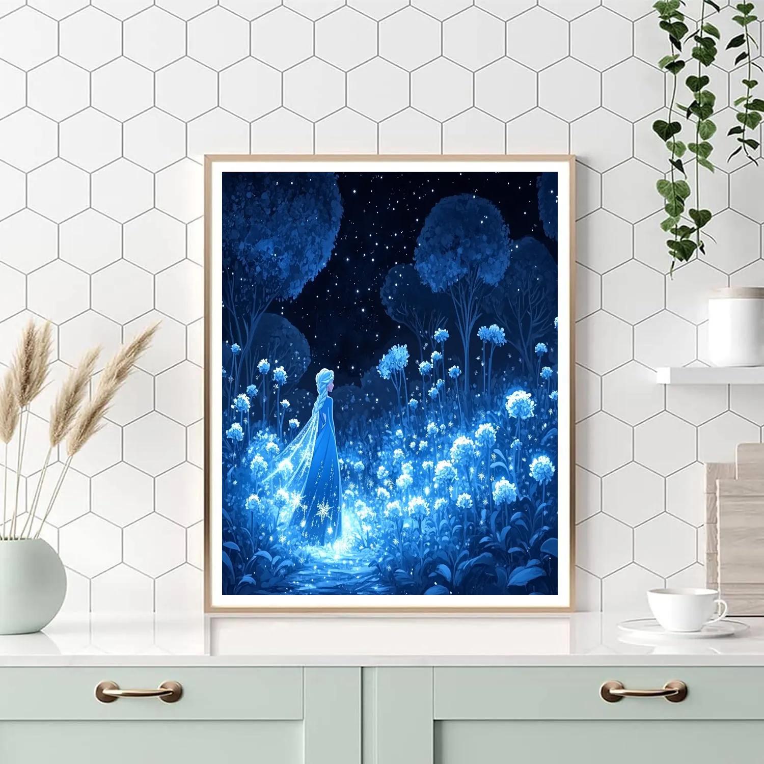 Elsa’s Sparkling Ice Garden Disney Inspired Number painting