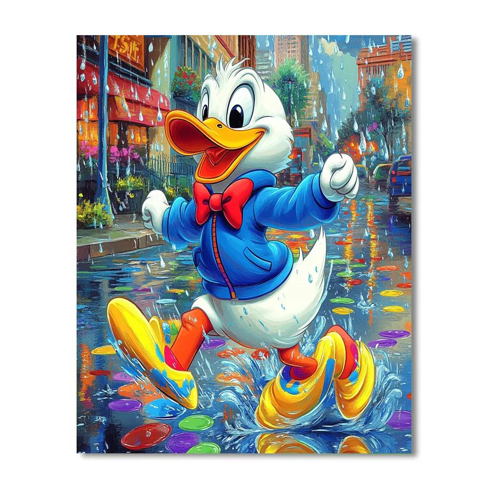 Donald Duck’s Rainy Day Splash Disney Inspired DIY paint by numbers