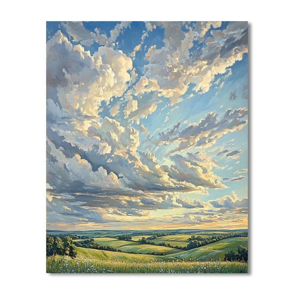 John Constable Inspired Cloudscape Over Field painting number kit