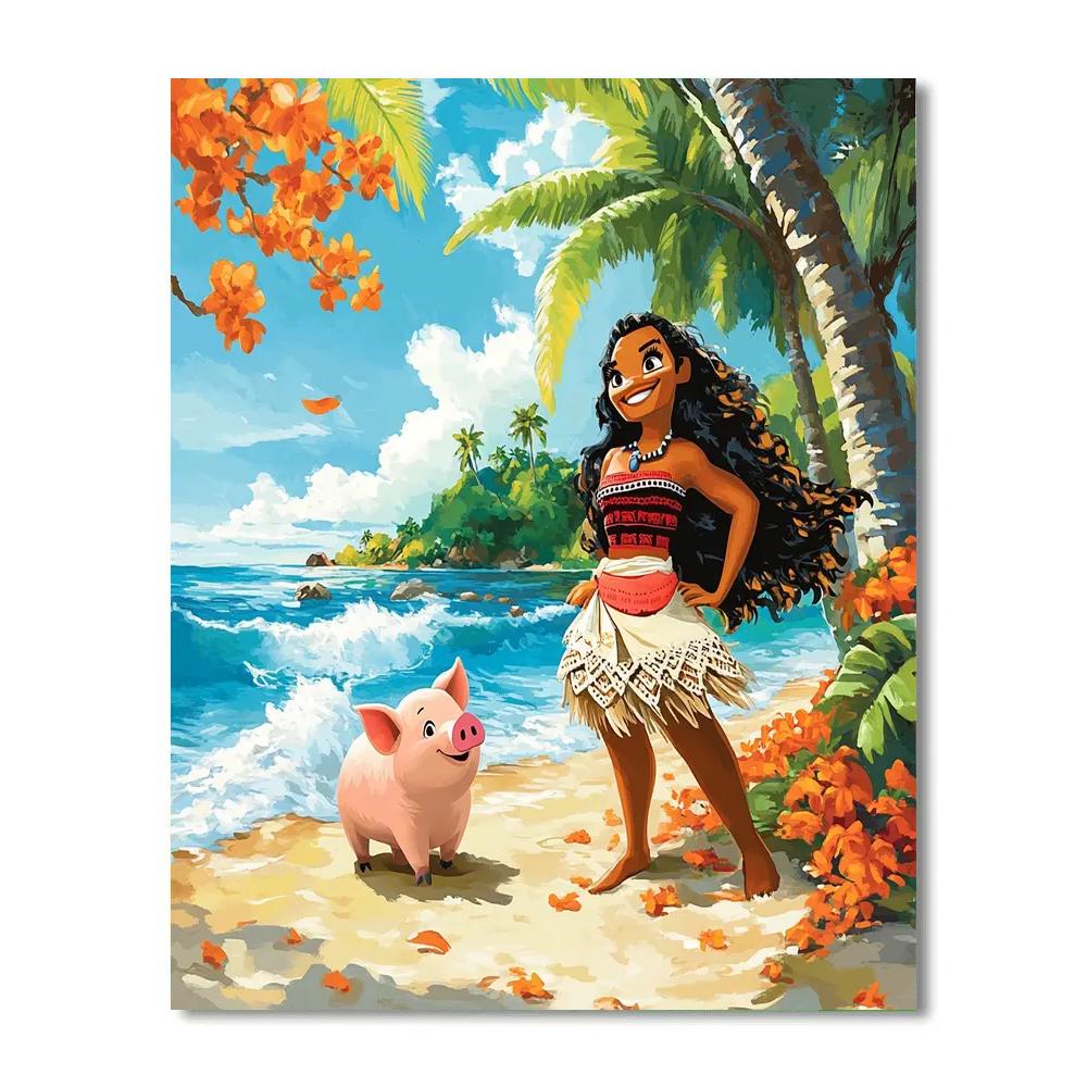 Moana And Pua’s Tropical Shore Adventure Disney Inspired paint by numbers