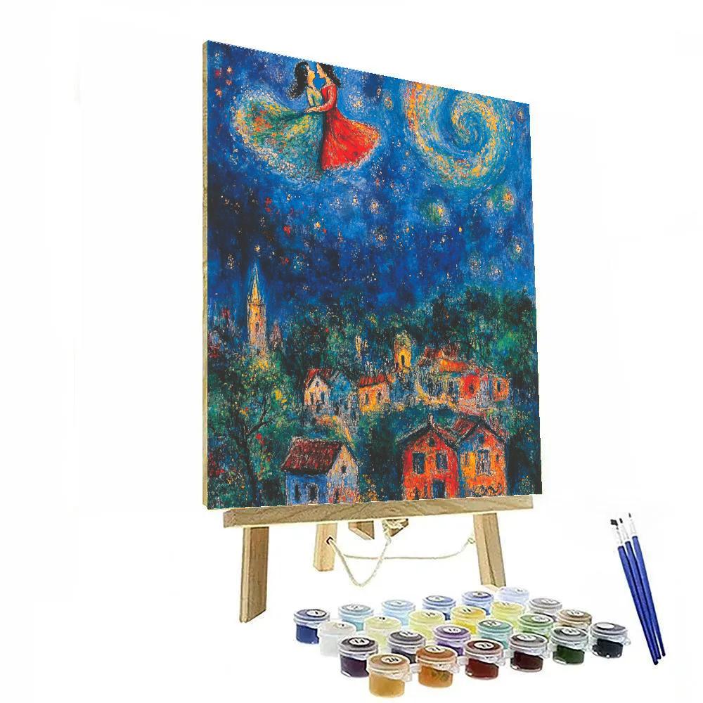 Marc Chagall Inspired Floating Lovers paint by number