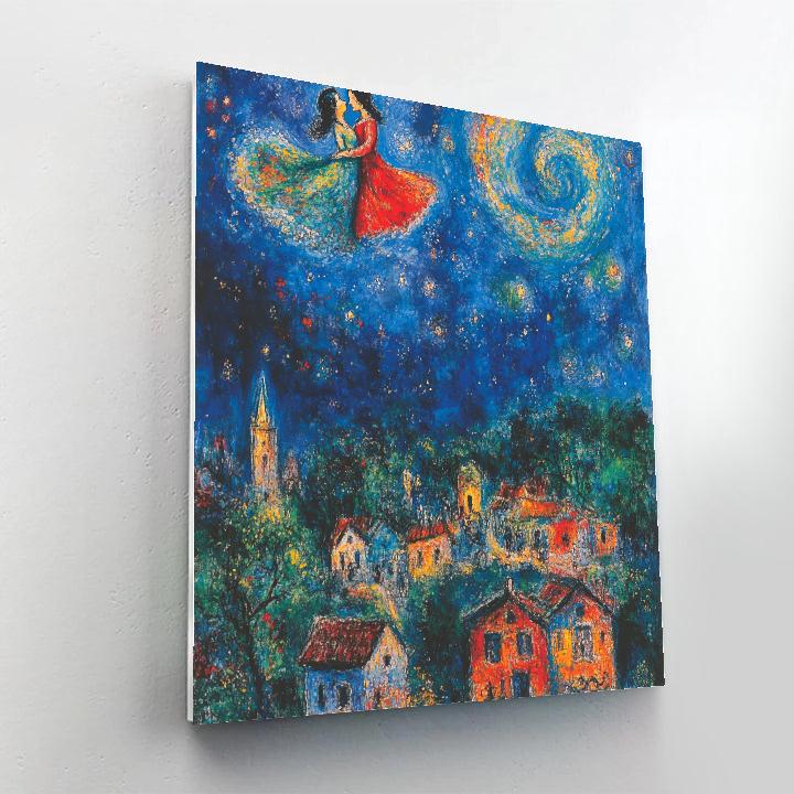 Marc Chagall Inspired Floating Lovers paint by number