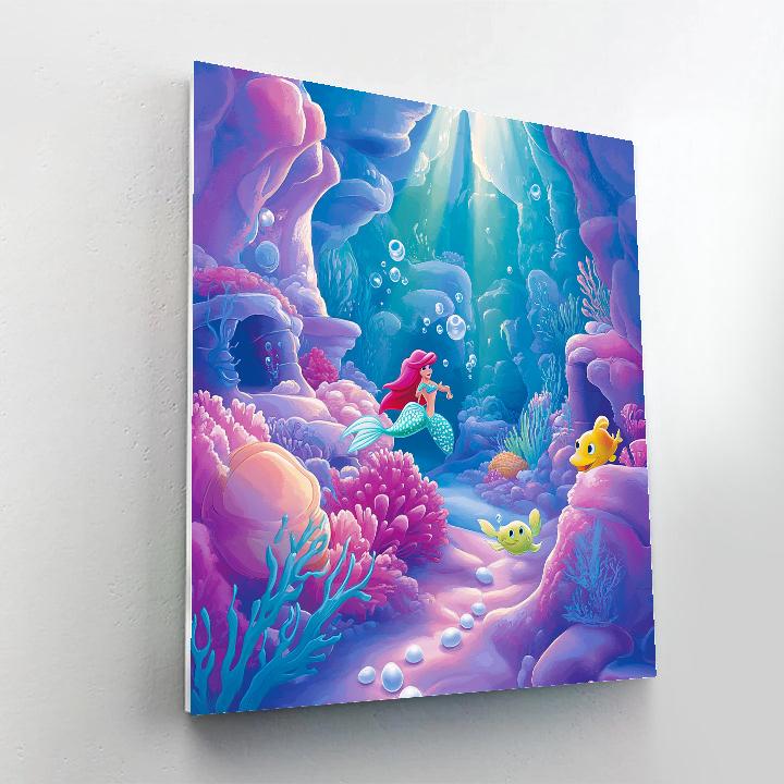 Ariel’s Underwater Treasure Cove Disney Inspired Paint by numbers art