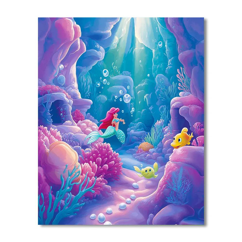 Ariel’s Underwater Treasure Cove Disney Inspired Paint by numbers art