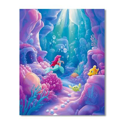 Ariel’s Underwater Treasure Cove Disney Inspired Paint by numbers art