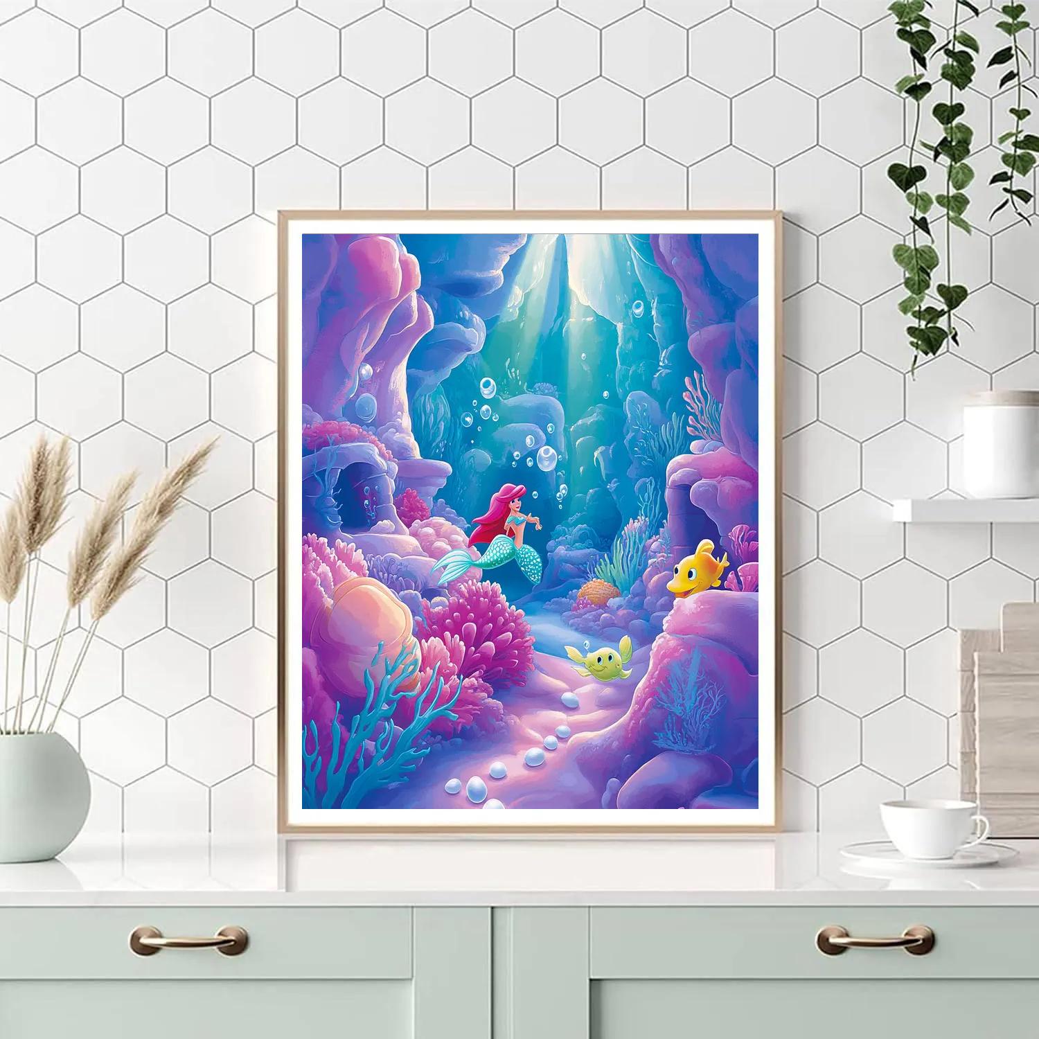Ariel’s Underwater Treasure Cove Disney Inspired Paint by numbers art